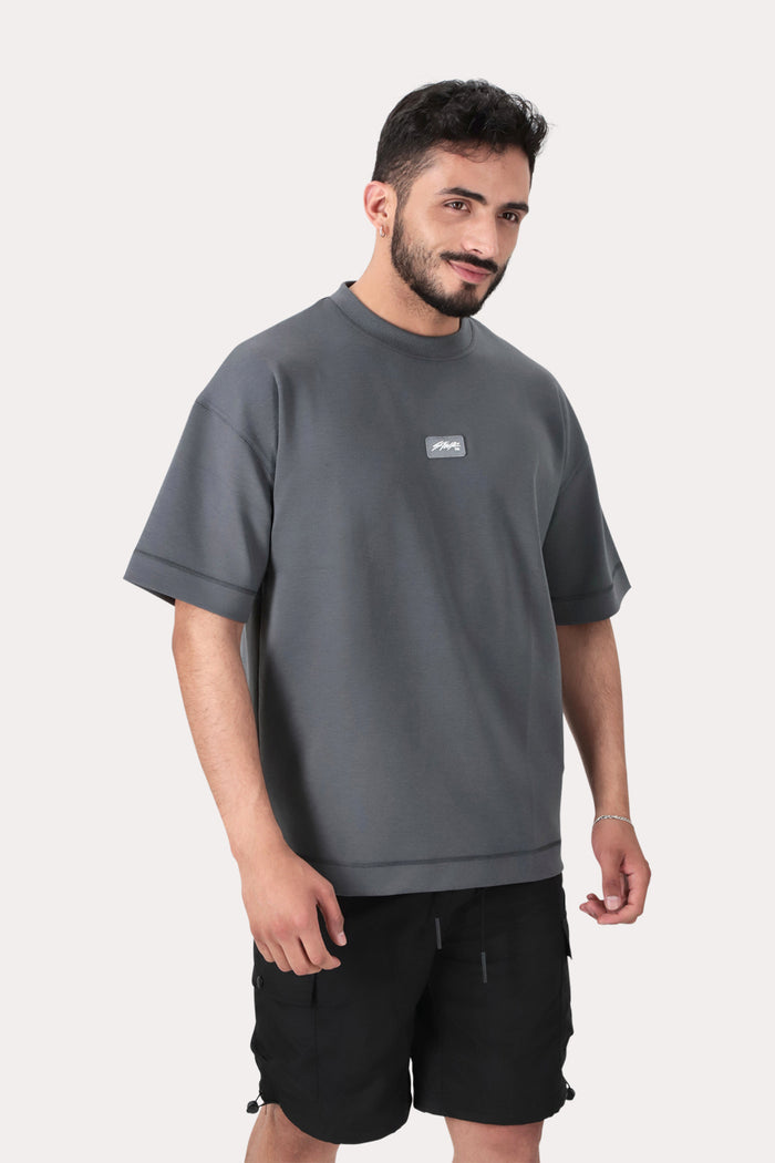 Polera Manga Brut Corta Gris Overcore