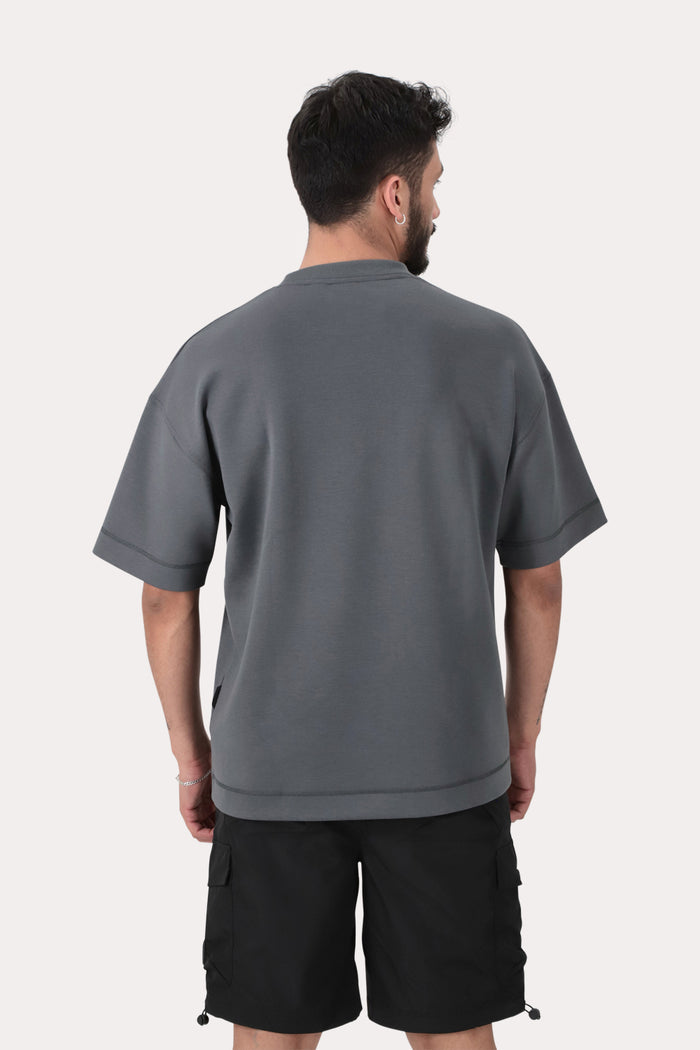Polera Manga Brut Corta Gris Overcore