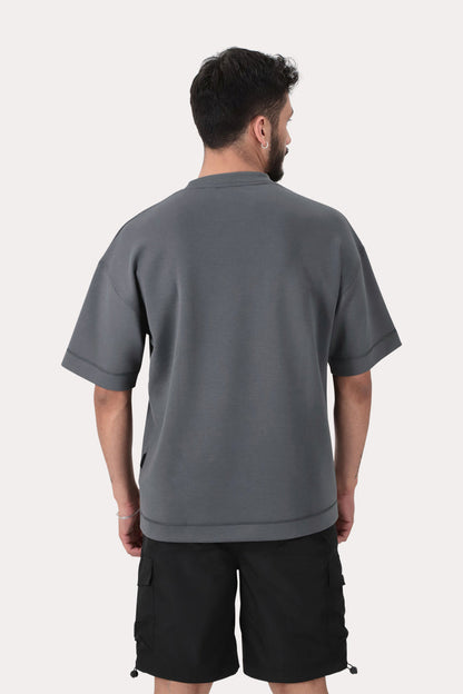 Polera Manga Brut Corta Gris Overcore