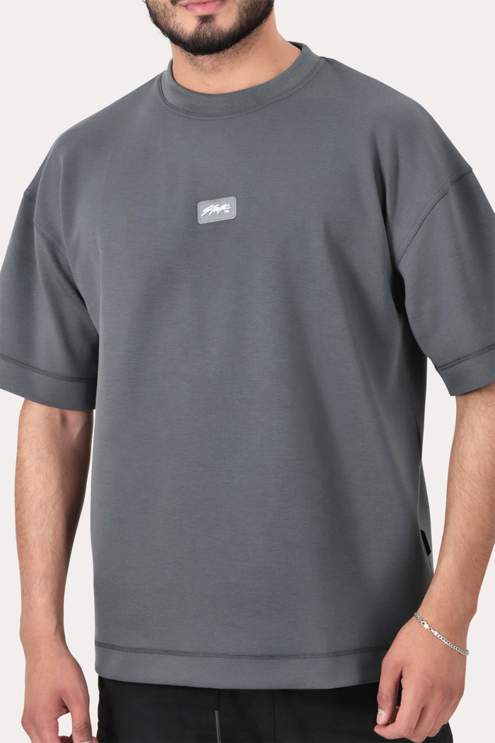 Polera Manga Brut Corta Gris Overcore