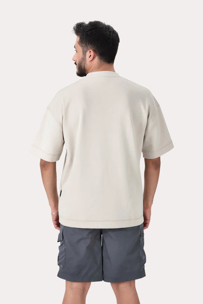 Polera Manga Kul Corta  Gris Overcore
