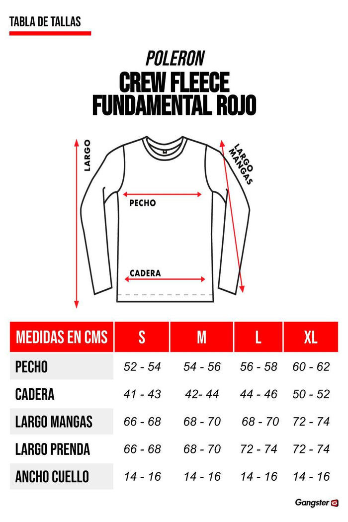 Polerón Crew Fleece Fundamental Rojo Gangster - Gangster