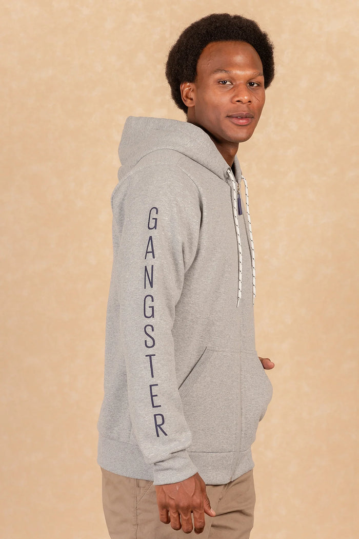 Poleron Full Zipper Fleece Border Azul Marino Gangster - Gangster