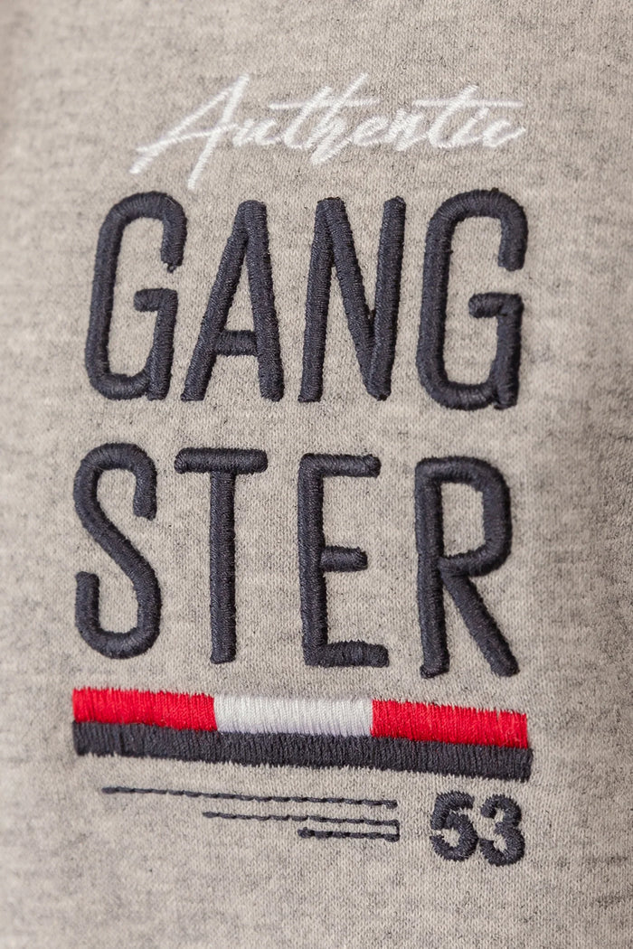 Poleron Full Zipper Fleece Border Azul Marino Gangster - Gangster