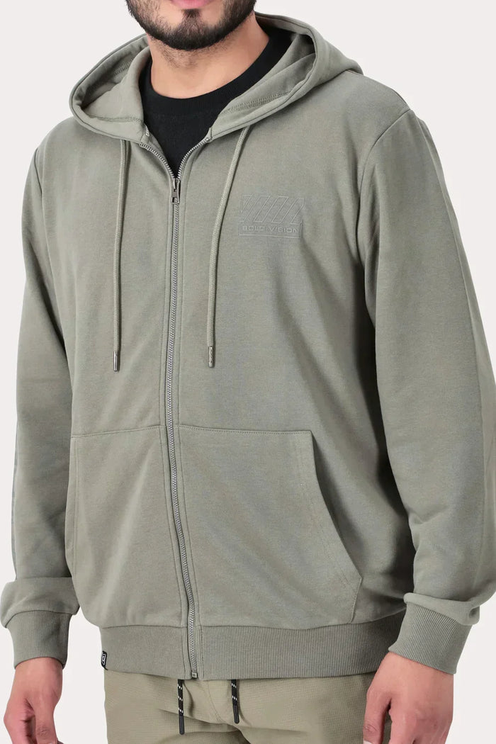 Poleron Full Zipper Fleece Damen Verde Militar - Gangster