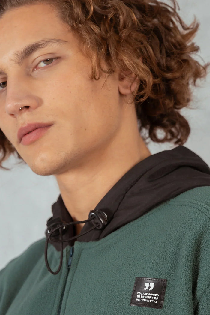 Poleron Full Zipper Fleece Line Verde Overcore - Gangster