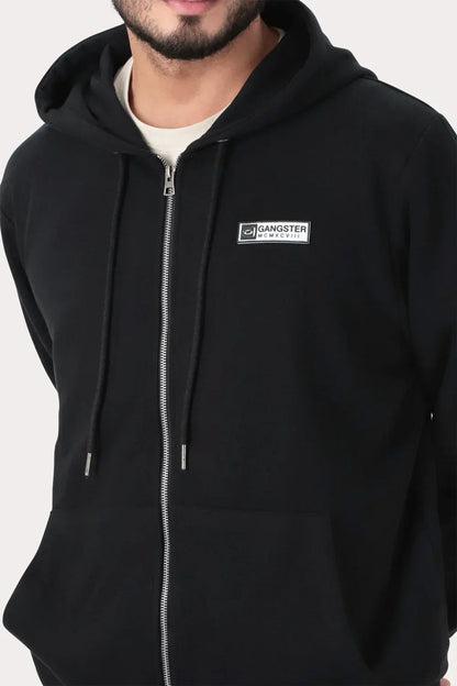 Poleron Full Zipper Fleece Logan Negro - Gangster