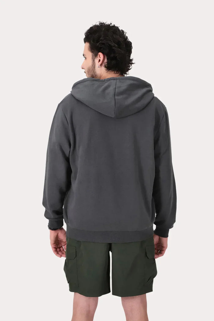 Poleron Full Zipper Fleece Loop Gris - Gangster