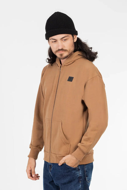 Poleron Full Zipper Fleece Nolus Beige Overcore - Gangster