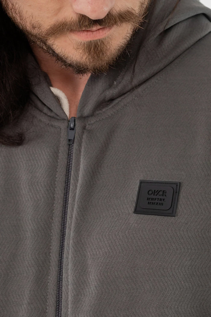 Poleron Full Zipper Fleece Peace Gris Overcore - Gangster