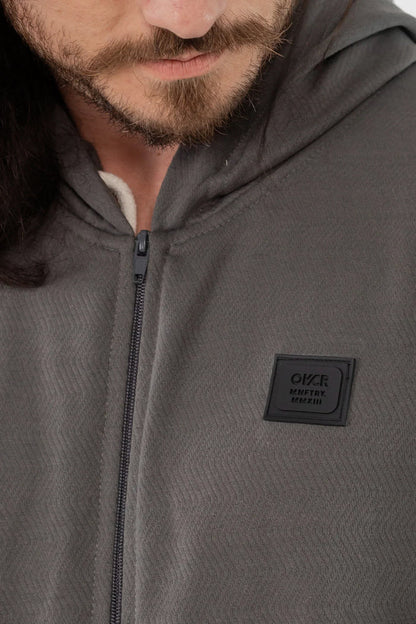 Poleron Full Zipper Fleece Peace Gris Overcore - Gangster