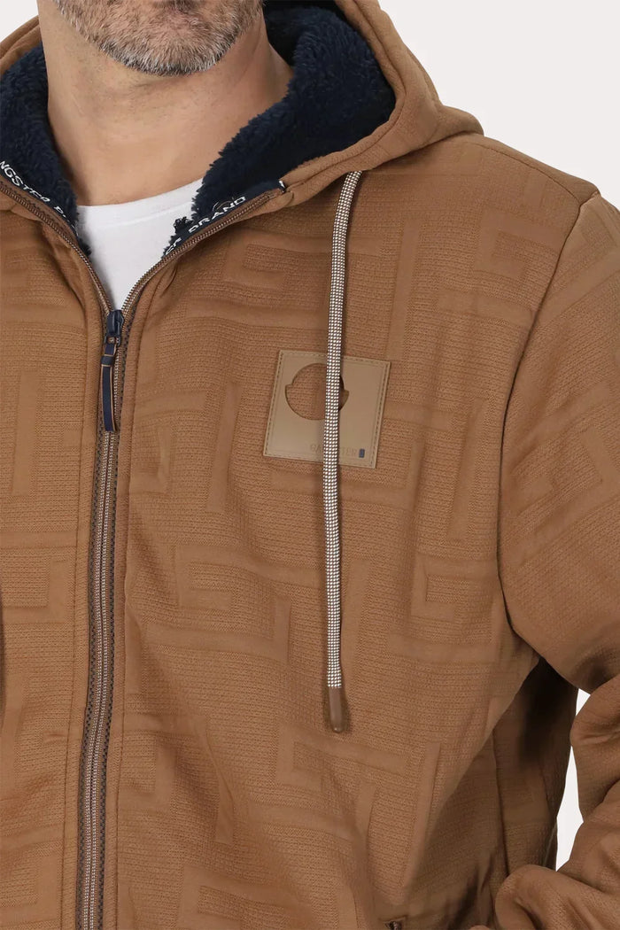 Poleron Full Zipper Jacquard Sherpa Astro Cafe Gangster