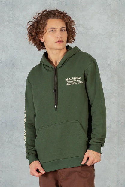 Poleron Hoodie Fleece CoreX Verde Overcore - Gangster