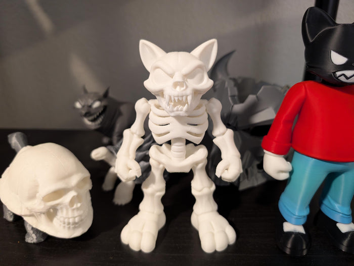 PsychoCat (Skelly) - Customizable Skeleton Cat Desk Sculpture - Collectible Figure