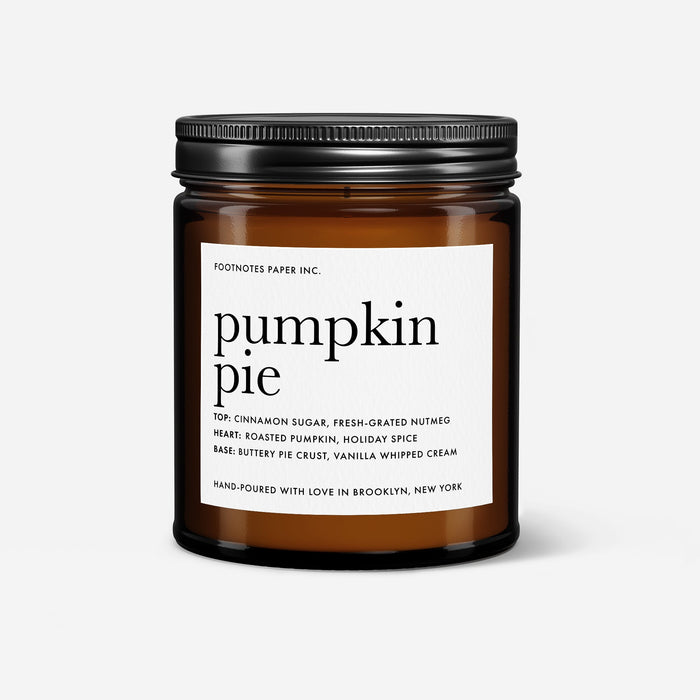 Pumpkin Pie Candle | Warm Gourmand Fall Candle - Footnotes Paper