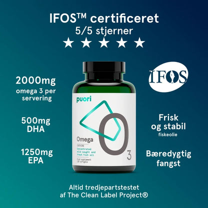 PUORI - O3 - Fiskeolie - 180 kapsler