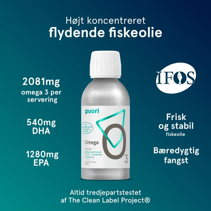 Puori - O3L - Flydende Fiskeolie - 150 ml.
