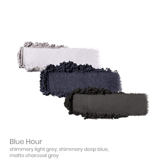 Swatch of Jane Iredale PurePressed Eyeshadow Trio Blue Hour