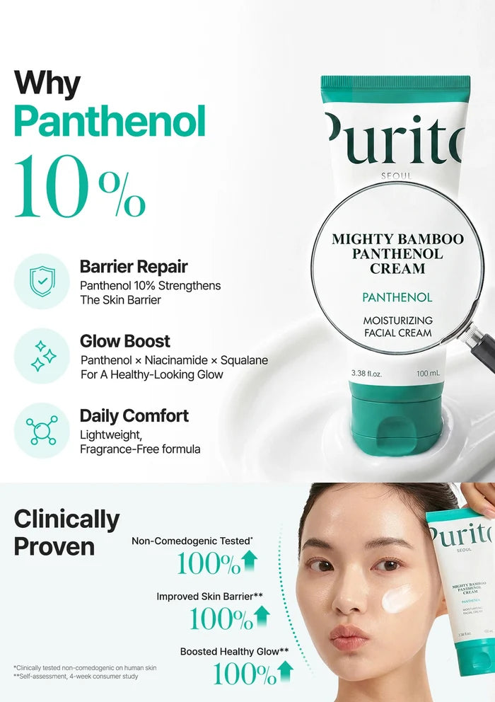 PURITO Mighty Bamboo Panthenol Cream vegan cruelty-free formula with no synthetic fragrance