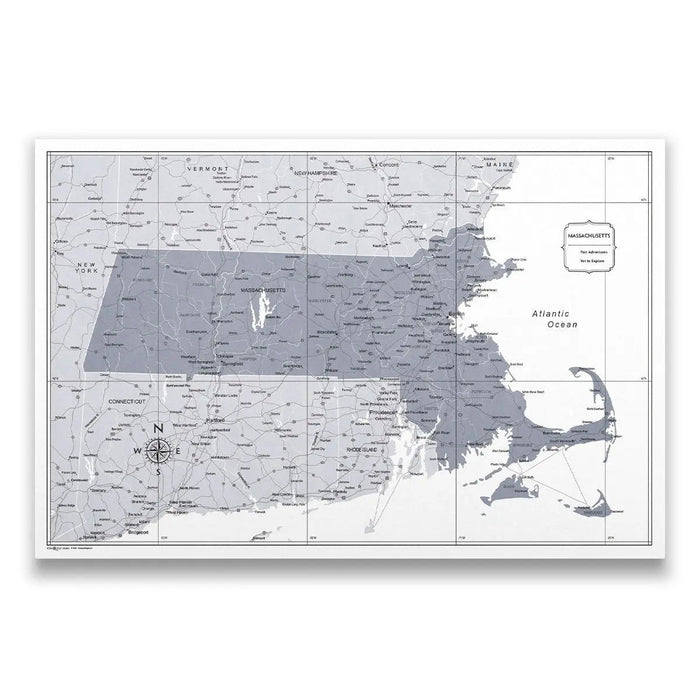 Push Pin Massachusetts Map (Pin Board) - Dark Gray Color Splash CM Pin Board