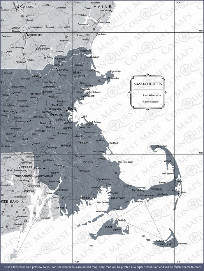 Push Pin Massachusetts Map (Pin Board) - Dark Gray Color Splash CM Pin Board