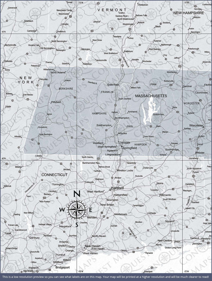 Push Pin Massachusetts Map (Pin Board) - Light Gray Color Splash CM Pin Board