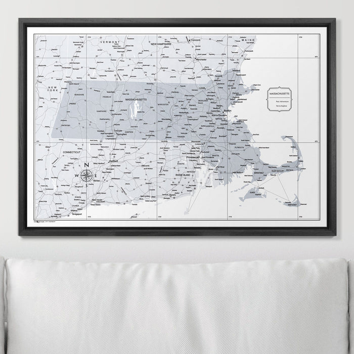 Push Pin Massachusetts Map (Pin Board) - Light Gray Color Splash CM Pin Board