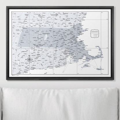 Push Pin Massachusetts Map (Pin Board) - Light Gray Color Splash CM Pin Board