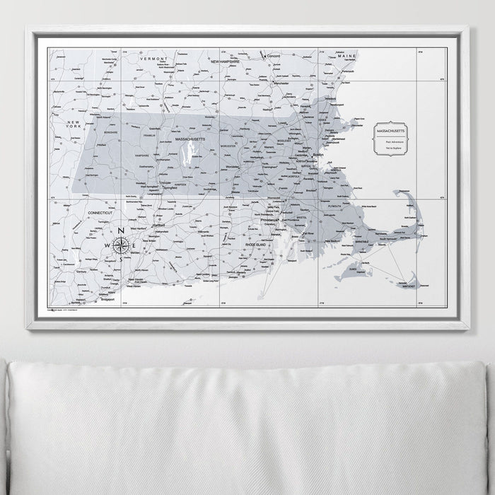 Push Pin Massachusetts Map (Pin Board) - Light Gray Color Splash CM Pin Board