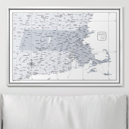 Push Pin Massachusetts Map (Pin Board) - Light Gray Color Splash CM Pin Board