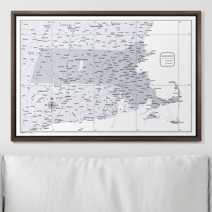 Push Pin Massachusetts Map (Pin Board) - Light Gray Color Splash CM Pin Board
