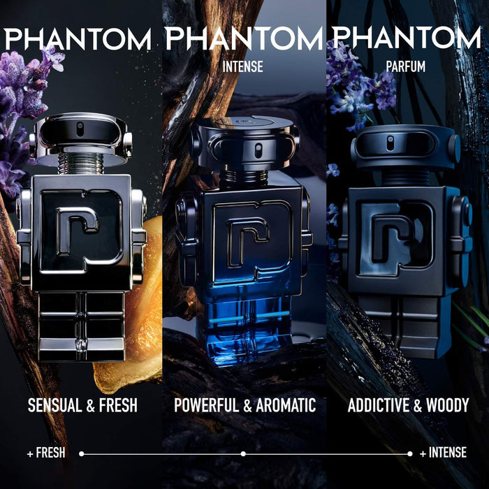 Paco Rabanne Phantom Intense 100ml perfume bottle with sleek design, unopened and new in box, for women.