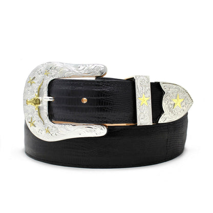 Rancher Black Teju Lizard Belt