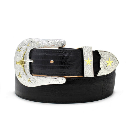Rancher Black Teju Lizard Belt