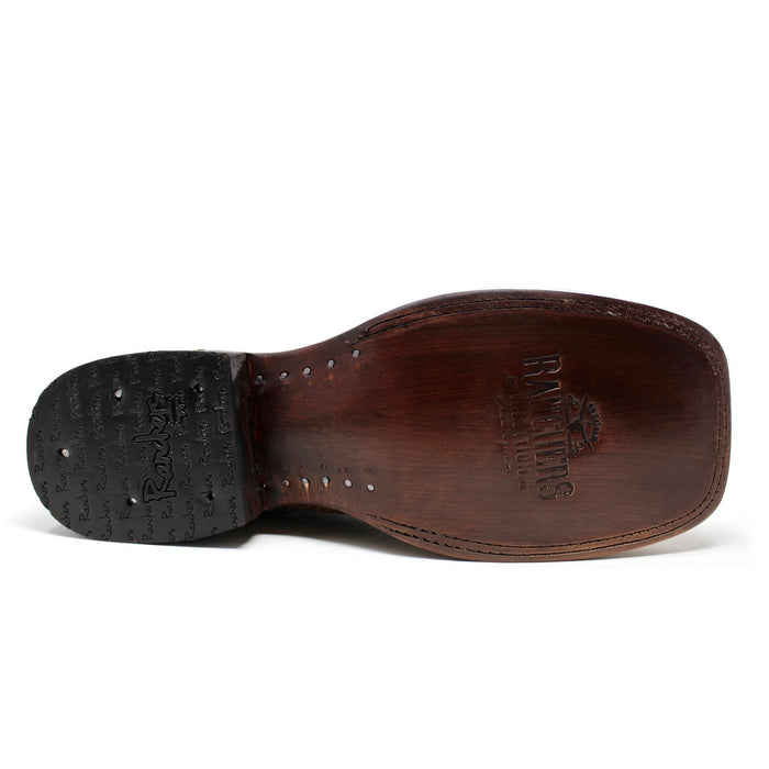 Ranchers Black Teju Lizard Square Toe Cowboy Boots