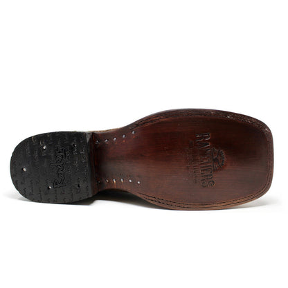 Ranchers Rustic Black Teju Lizard Square Toe Cowboy Boots