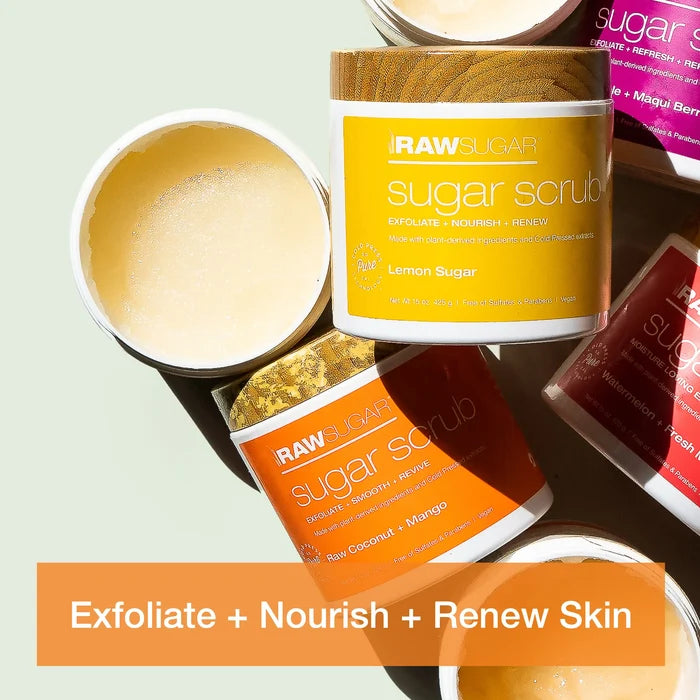 RAW SUGAR Glow Exfoliate Bright Hydrate & Smooth