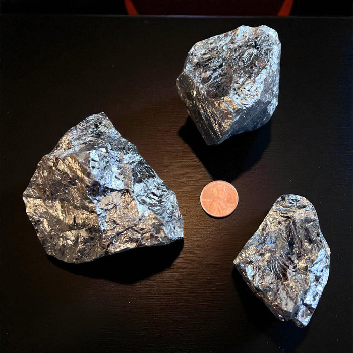 Raw terahertz stone, manufactured metallic silver-gray material for display and collecting