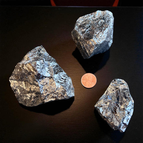 Raw terahertz stone, manufactured metallic silver-gray material for display and collecting