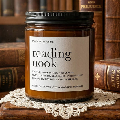 Reading Nook Candle | Woody Exotic - Footnotes Paper