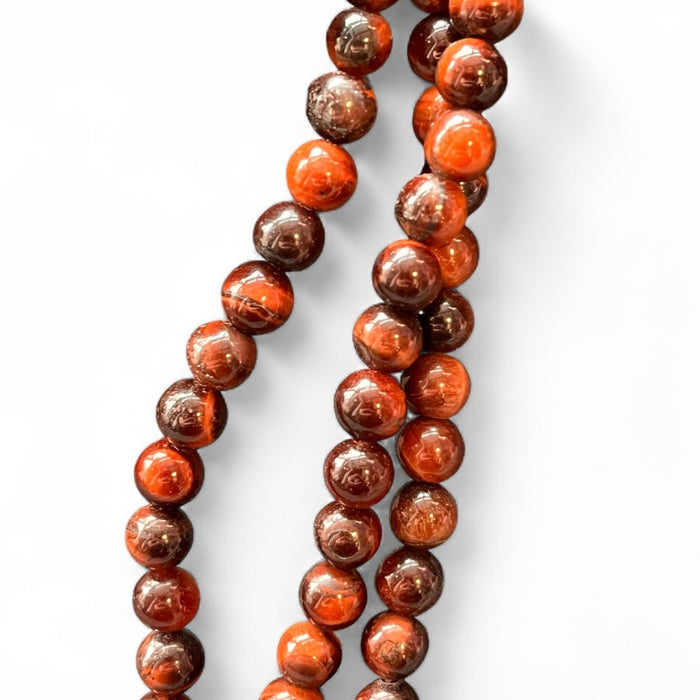 Red Tiger's Eye 6mm natural gemstone bead strand, 14 inch