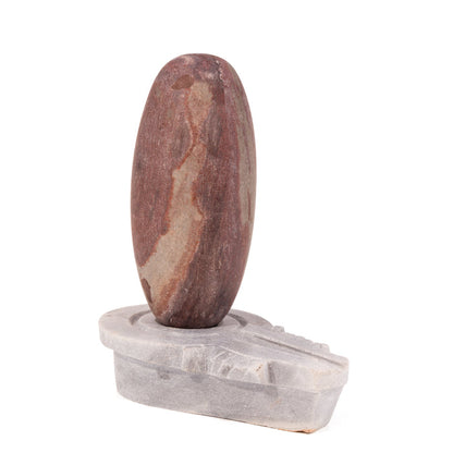 River Rock Shiva Lingams with Yoni Stand