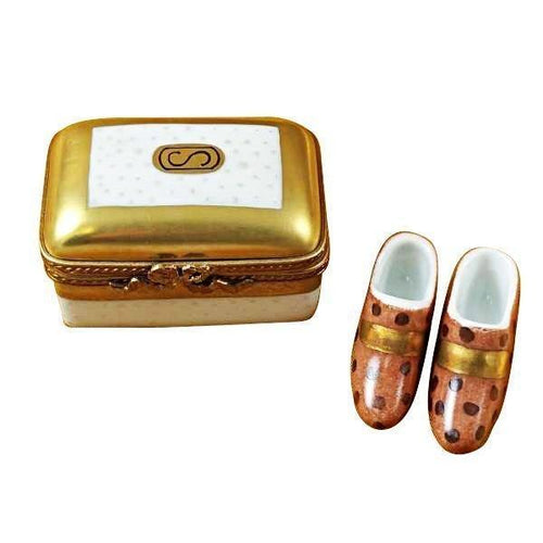 Gold box with Shoes limoges box Porcelain Limoges French Trinket Box