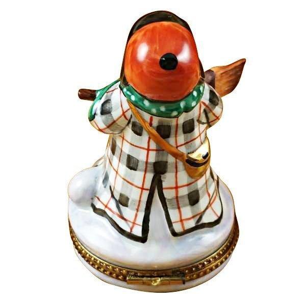 Snowman with Coat limoges box Porcelain Limoges snowman French Trinket Box