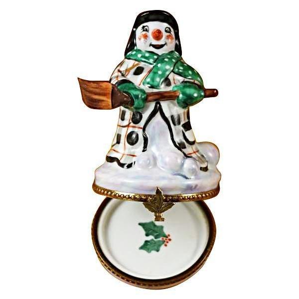 Snowman with Coat limoges box Porcelain Limoges snowman French Trinket Box
