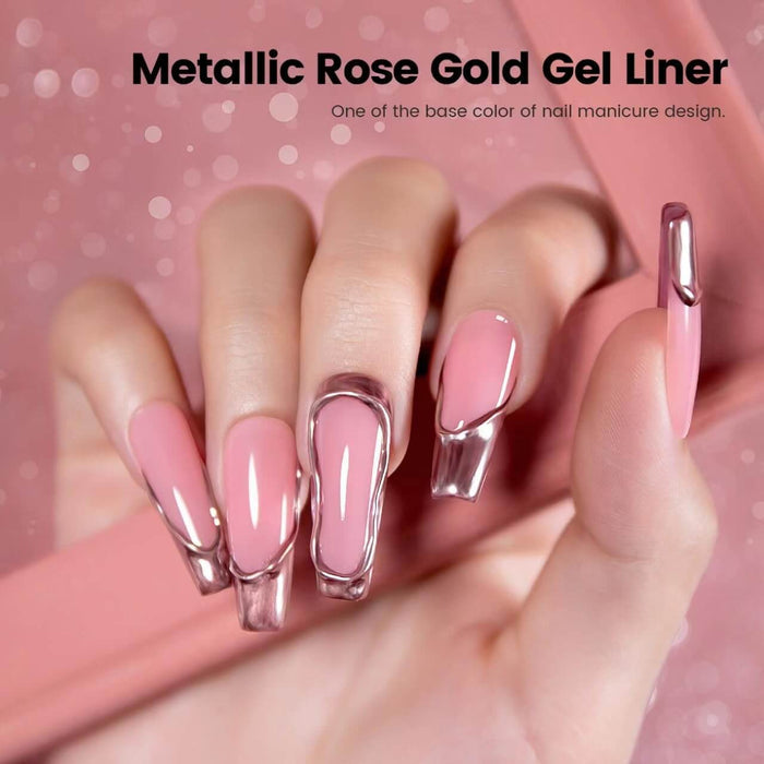 Rose Gold Mirror Chrome Metallic Nail Art Gel Liner 8ml #249
