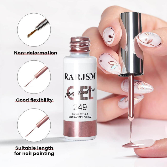 Rose Gold Mirror Chrome Metallic Nail Art Gel Liner 8ml #249