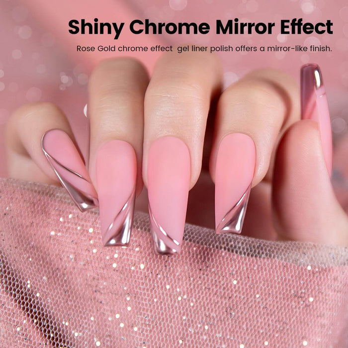 Rose Gold Mirror Chrome Metallic Nail Art Gel Liner 8ml #249