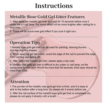 Rose Gold Mirror Chrome Metallic Nail Art Gel Liner 8ml #249