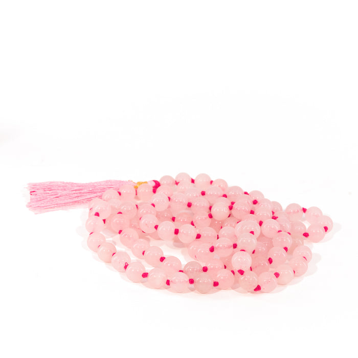 Rose Quartz Hand Knotted Gemstone Mala